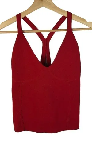 Zara Knit Red V-Neck Bandage Fitted‎ Tank Top S thumbnail 1