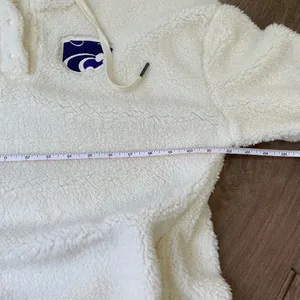 Colosseum K-State Cream Fuzzy 1/4 Button Up Hooded Pullover Top ~ Size M thumbnail 11
