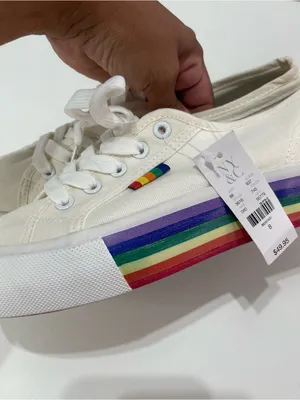 Rainbow Lace Up Sneakers Pride New York & Company Shoes Skater Casual Women 8 thumbnail 8