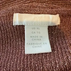H&M Crochet Style V-Neck Tank Top in Metallic Brown, Size XL thumbnail 2