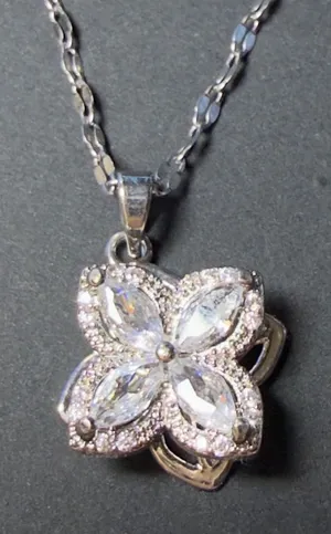Elegant Silver Flower Pendant Necklace thumbnail 1