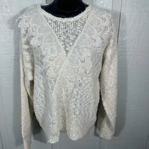 Maggie Lawrence Vintage Ivory Women’s Beaded Sweater Size Medium EUC thumbnail 3