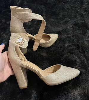 Idifu Sparkly Gold Chunky 4" Heels Ankle Strap Size 9 Prom Wedding Fun Formal thumbnail 1