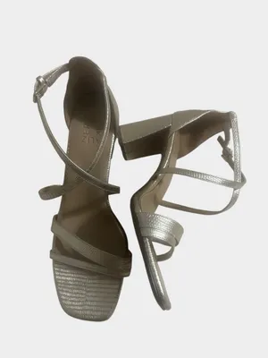 Naturalizer Tiff Metallic Gold Strappy Block Heel Sandals Square Toe 9.5 thumbnail 3