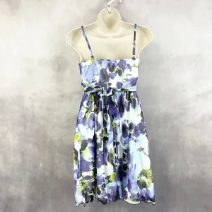 Y2K Floral Mini Dress Womens XS Empire Waist Watercolor HoCo Party Fairy Whimsy‎ thumbnail 2