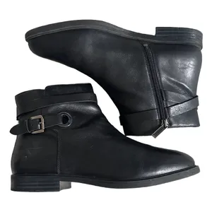 Hush‎ Puppies Mazin Cayto 9 Black Leather Ankle Boots Buckle Moto Bootie Comfort thumbnail 2