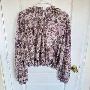 Free People Clarissa Purple Floral Blouse thumbnail 5