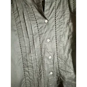 Banana‎ Republic Black Pleated Voile Blouse Short Puff Sleeve XXS Pintuck Cotton thumbnail 4