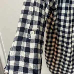 TOMMY HILFIGER Navy & Cream Gingham Button Down Collared Top Size M thumbnail 4