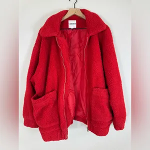 I. Am. Gia Pixie Oversized Teddy Coat Red size Medium Revolve $110 thumbnail 9