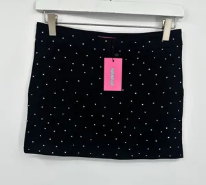 Edikted Black Rhinestone Mini Skirt Size Small Grunge New With Tags thumbnail 1