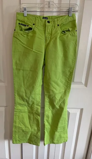 Dolce & Gabbana D&G Vintage 90s Y2K Lime Green Trousers Size 28 thumbnail 1