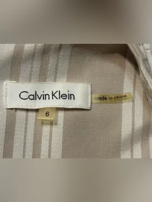 Calvin Klein Sleeveless Beige and White Textured Sheath Dress size 6 thumbnail 6