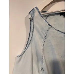 Signature Studio Chambray Cold Shoulder Ruffle Tunic Top Plus 1X thumbnail 5