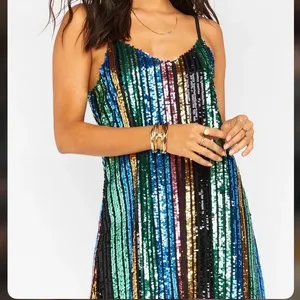Show Me Your MuMu Vivian Colorful Sequin Vertical Striped Mini Dress thumbnail 4