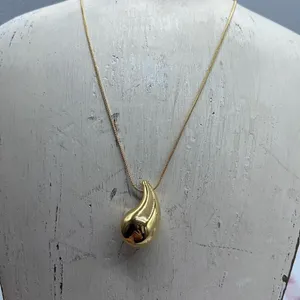 NWT 18K gold dipped Lux Lux puffed teardrop 16” necklace thumbnail 3