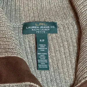 LRL Ralph Lauren Women Petite P Brown Cotton Knit Cardigan Suede Elbow Patches thumbnail 3