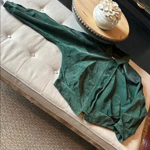 ADA Vintage Emerald Green Suede Bomber Jacket Size L thumbnail 1