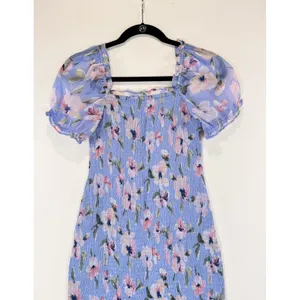 Abercrombie Fitch Dress Purple Smocked Midi Bodycon Floral Ruffle Coquette Small thumbnail 10