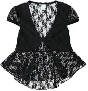 NWOT Black Lace see through Cap Sleeve Babydoll high low Top size L thumbnail 3