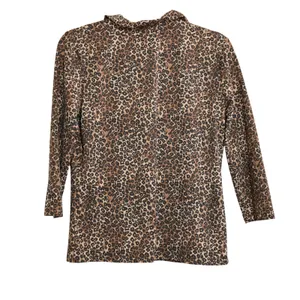 J. McLaughlin Size Medium Leopard Print Ruffle Cowl Neck 3/4 Sleeve Top‎ Brown thumbnail 7