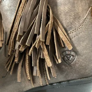 Ariat Distressed Brown Fringe Ankle Booties NWOT thumbnail 2
