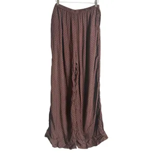 Splendid Lumi Maroon Wide Leg Geometric Print Satin Pants Size XL thumbnail 3