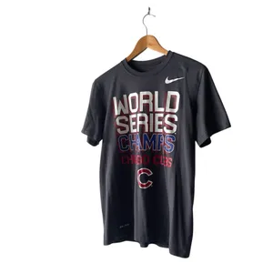 Nike Chicago Cubs Baseball World Series 2016 Champs Gray Dri-Fit T-Shirt Medium thumbnail 2