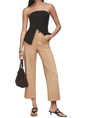 Anthropologie Maeve The Colette Knit Crop Wide-Leg Pants Size 28 True Camel Tan thumbnail 13