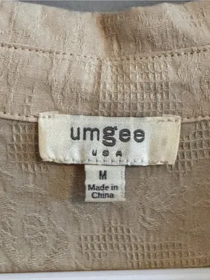 Umgee Medium Colorblock Tiered Cotton Boho Tunic Dress Rust Cream‎ thumbnail 2