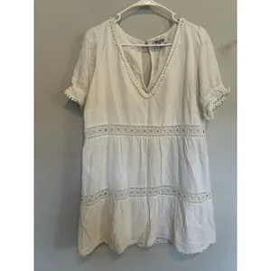 Show Me Your Mumu White Hera Mini Dress Size Large Boho Beachy Trim Detail Chic thumbnail 2