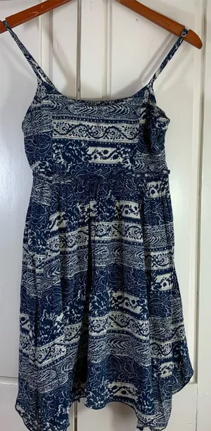 American Eagle Blue White Floral Handkerchief Hem‎ Sun Dress Small Fairycore thumbnail 1