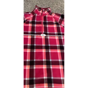 Eddie‎ Bauer Womens Red Plaid Fleece Quarter Zip Pullover Mock Neck Large thumbnail 6