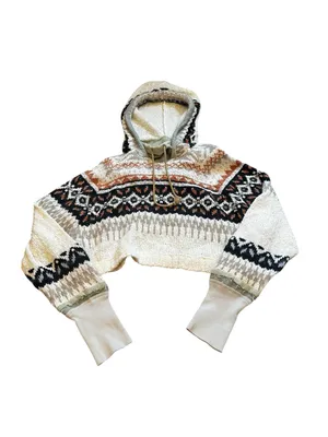 Free People Inverness Hoodie Cropped Sweater Boho Grunge Hippie Relxaed Fit M thumbnail 2
