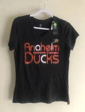 ANAHEIM DUCKS womens black T-SHIRT sz M thumbnail 1
