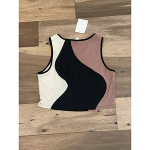Verdusa Crop Tank Top Size XL Tan Black White Slim Fitted Y2K Streetwear NWT thumbnail 5