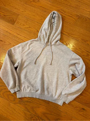 H&M Beverly Hills Embroidered Hoodie Gray Fleece Pullover Sweatshirt Women’s S thumbnail 1
