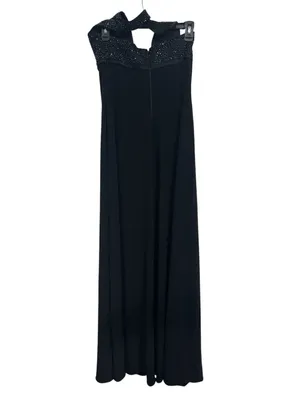 Laundry by Shelli Segal Black Maxi Halter Dress Embellished Gown size 8 thumbnail 2