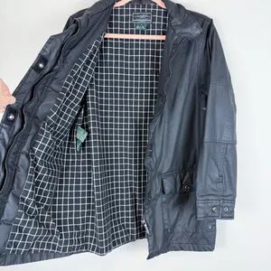 Lauren Ralph Lauren Black Waxed‎ Cotton Barn Jacket Chore Coat Size Small thumbnail 6