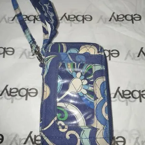 Vera Bradley Blue Green Floral Zip-ID Coin-Purse Wristlet thumbnail 4