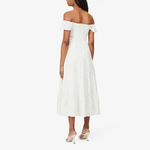 NWOT Reformation Derek Off The Shoulder Tiered Midi white Dress sz 6 thumbnail 2