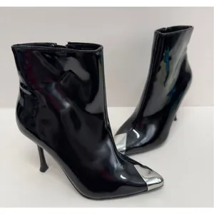 INC International Concepts Boots Size 5 Black Patent Pointed Toe Stiletto‎ Heels thumbnail 2