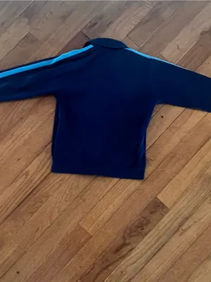Source Unknown 90s vintage Navy Full-Zip Track Athletic Jacket with Light Blue Stripe thumbnail 6