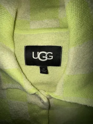 UGG Jeannie Checkerboard Terry Button Down Size XS Yellow thumbnail 2