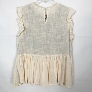 Umgee Womens Top Large Cotton Animal Print Gauzy Ruffle Hem Cottagecore Relaxed thumbnail 6