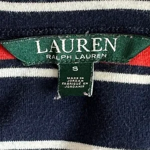 Lauren Ralph Lauren striped boatneck top Orange Navy Small Bell Cuff Sleeves thumbnail 7