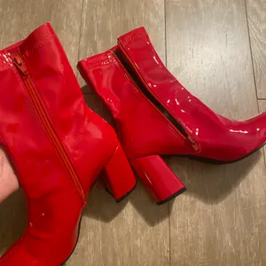 Nastygal Ruby Red Shiny Glossy Patent Pointy Heels Boots Booties Women 7 thumbnail 7