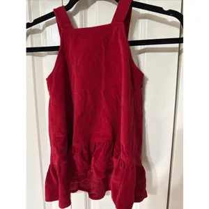Vintage Little Girls Red Velvet Dress Size 4 With Flower Embroidery Christmas thumbnail 3