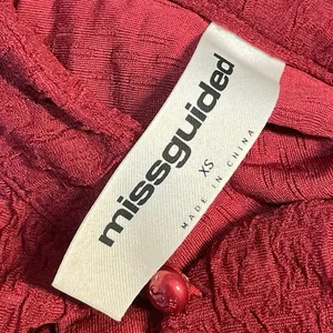 NEW Missguided Red Textured Cutout Long Bell Sleeve Mock Mini A Line Dress XS thumbnail 4