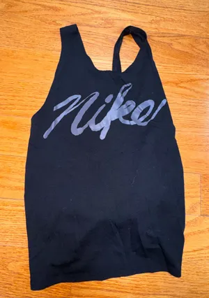 Nike Black Dri-FIT Running Tank with Silver Logo thumbnail 1